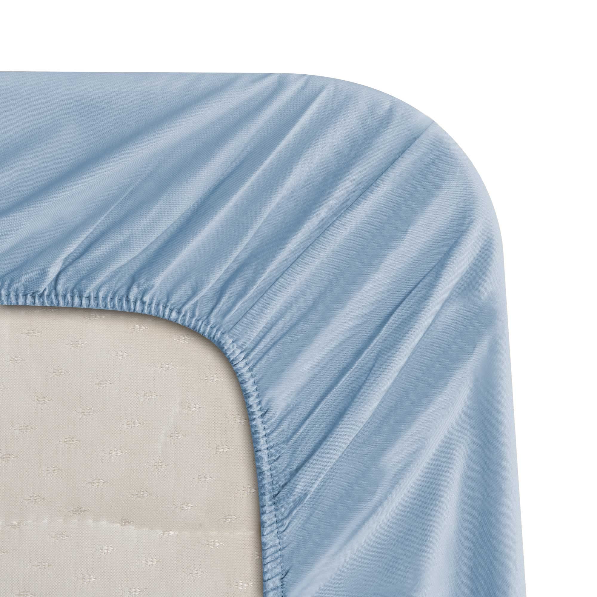 Baldiflex - Completo Letto Una Piazza e Mezza 120x190/200 cm, Lenzuolo sotto con Elastico, Lenzuolo sopra e Federa Cuscino, 100% Cotone Percalle, Celeste