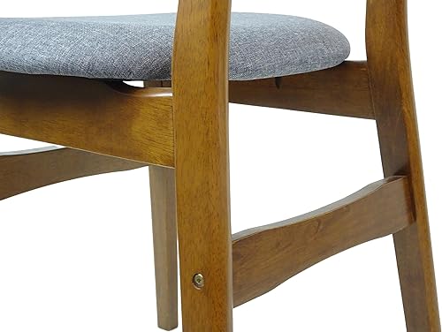 Miniatura 9 de Wickerix Juego de 3 mesas redondas de cocina y 2 sillas auxiliares Yumiko de madera maciza con asiento acolchado, color marrón medio Marrón