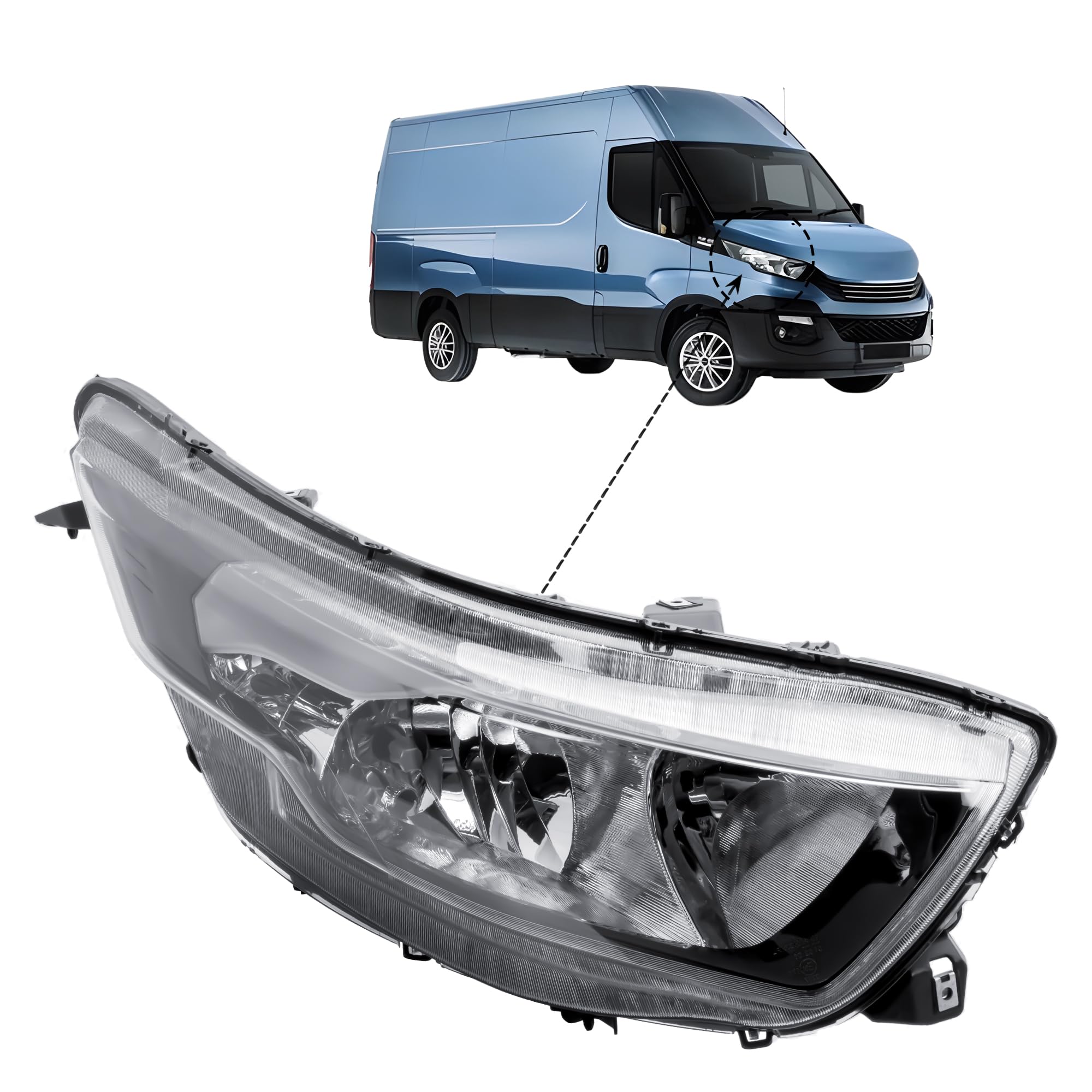 LONGLING Faros delanteros derechos con motor y conector cuadrado para Iveco Daily VI 2019-2025
