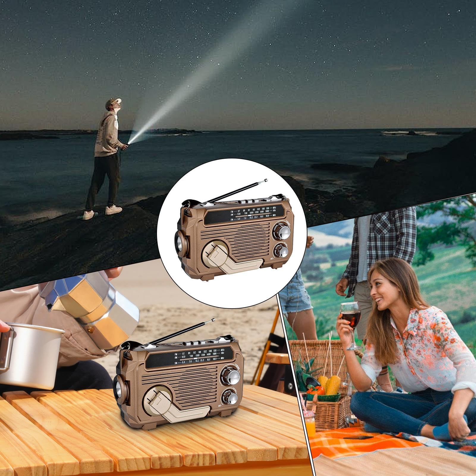 Radio z korbą, radio z korbą ręczną Przenośna latarka radiowa na baterię