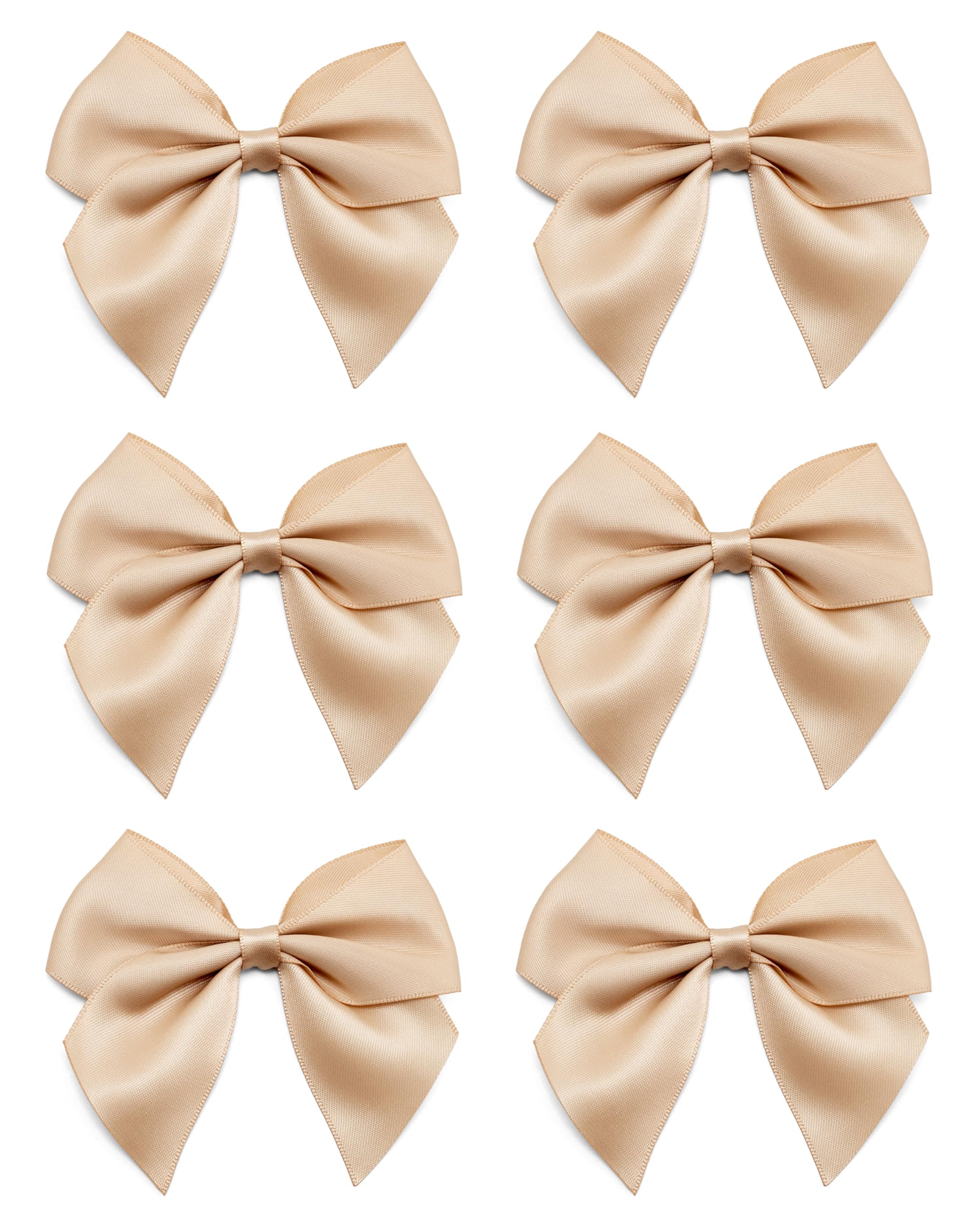 Italian Options Large Satin Ribbon Bows, Self-Adhesive Fabric Bow Decorations for Gift Wrapping, Hampers, Cake Decoration, Hair Bows, Crafts, Crafting, Champagne, 12 Pack, 10 cm