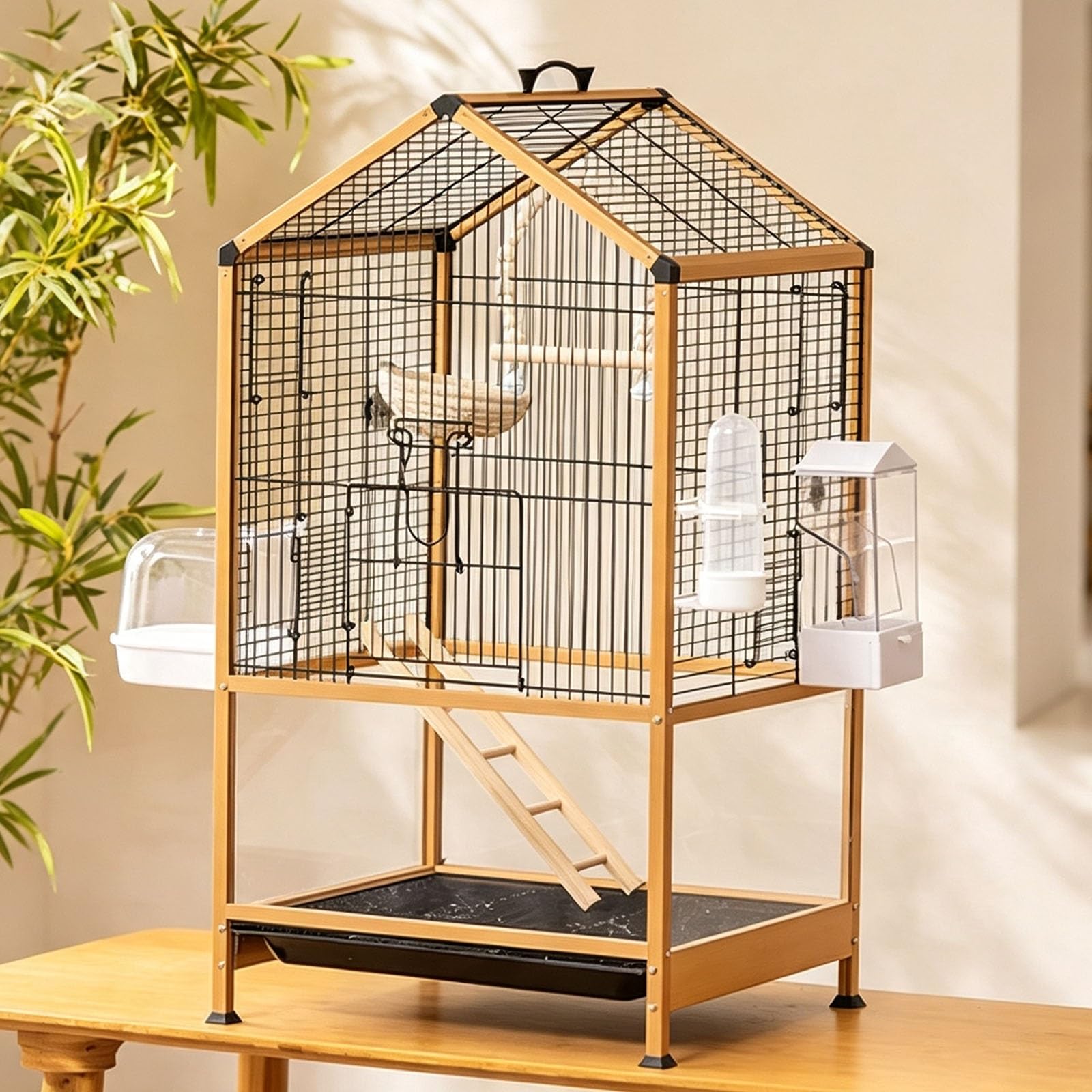 Grandi Gabbie per Uccelli, Gabbie for Pappagalli da Viaggio | Giocattoli facili da appendere, spazio tra i cavi stretto di 1,1 cm for arrampicarsi e svolgere attività quotidiane