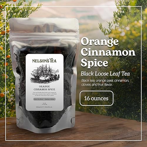 Vista 11 de Nelson's Tea Especias de naranja y canela: té negro cálido y naturalmente dulce infundido con cáscara de naranja picante, canela fragante y clavo