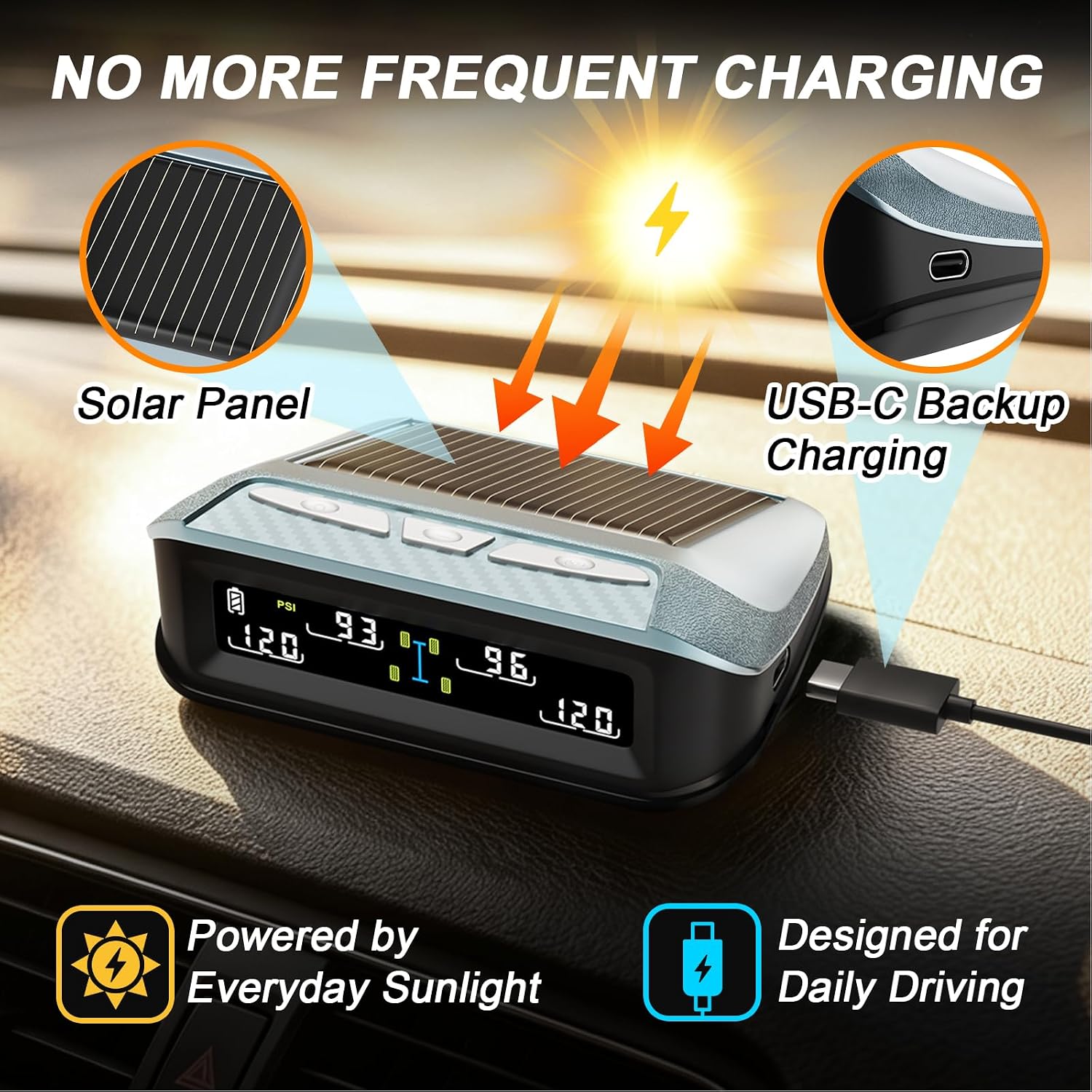RV Trailer Tire Pressure Monitoring System with 4 Flow Thru Sensor