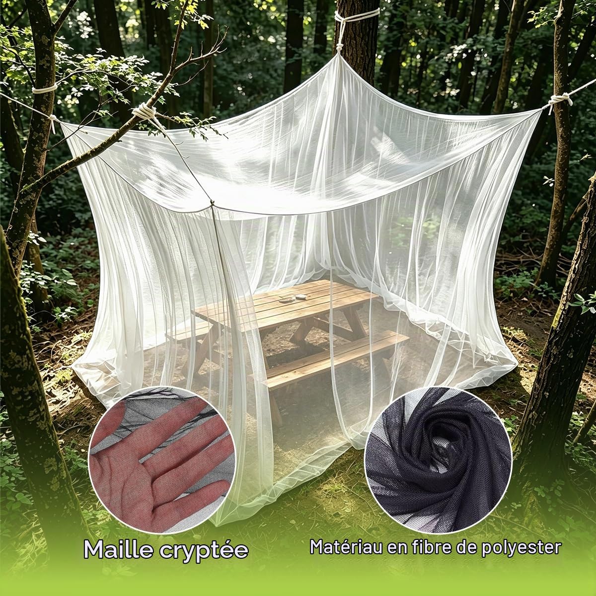 Moustiquaire Extérieur 3x3m, Grande Tonnelle Moustiquaire pour Pergola et Terrasse, Tente Moustiquaire Extérieur Maille Fine pour Jardin et Camping (Black)