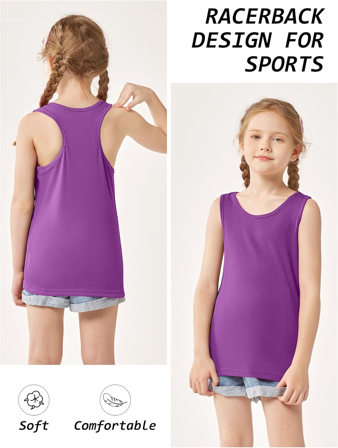 Cooraby 5 Pieces Girls Dance Tank Tops Toddler Racerback Sleeveless Top Girl Undershirts for Ballet Gymnastics 2T-16Years - Image 7