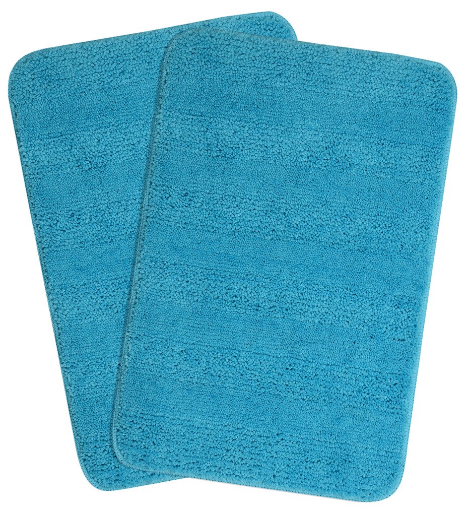 SARAL HOME EASY LIVINGTurquoise Soft Microfiber Anti-Skid Bath Mat - Pack of 2, 40x60 Cms