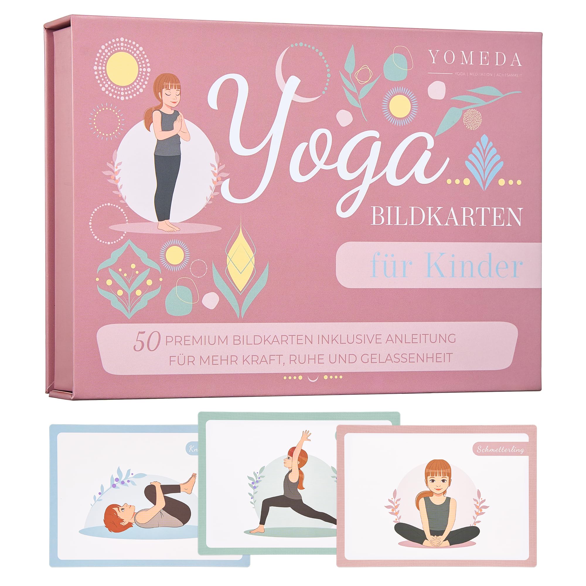 Kinderyoga Bildkarten – 50 hochwertige Yoga Karten für Kinder mit Anleitungen – Fördert Konzentration, Bewegung & Achtsamkeit – Ideal für Zuhause, Schule & Therapie [Pädagogisch Wertvoll]