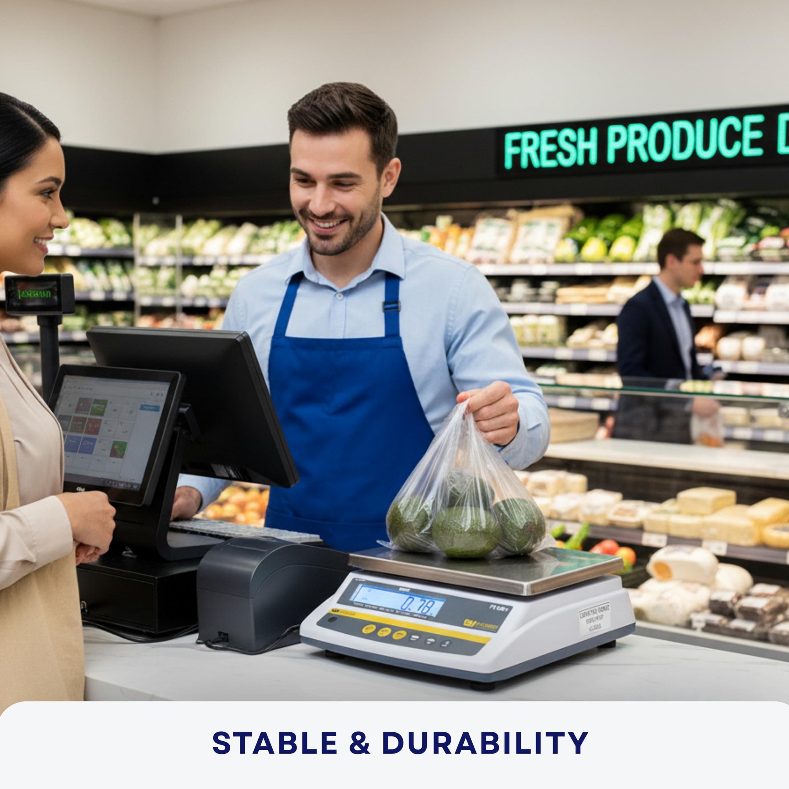 Aquos Báscula digital para alimentos, báscula de peso de cocina comercial con batería recargable, NTEP Clase III legal para el comercio grande, báscula de plataforma de acero inoxidable para hornear