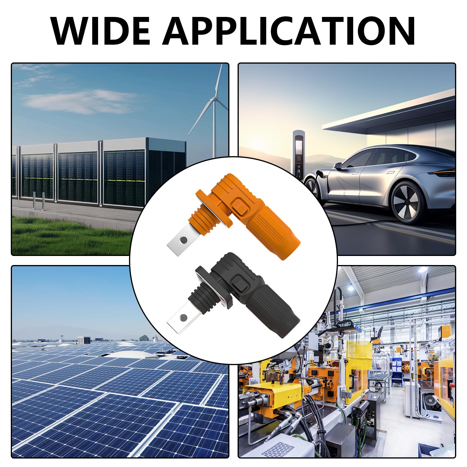 Connettore per Accumulo di Energia Della Batteria, Connettore di Accumulo di Energia Unipolare Connettore di Stoccaggio Della Batteria per Accumulo di Energia Fotovoltaico (Arancione+Nero,120A)