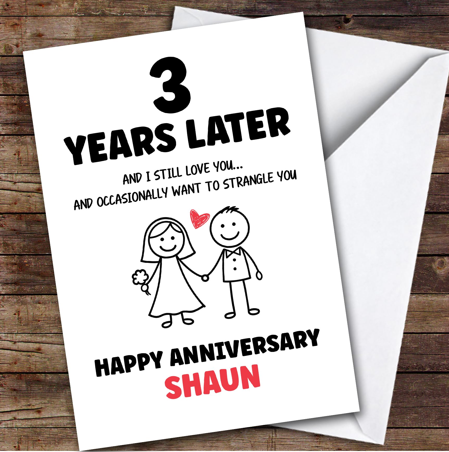 3rd Wedding Anniversary Card Personalised 3 Years Funny Strangle You | Custom Card Personalised Cards, For Husband, For Wife, Him, Her, Funny, Anniversary, 3rd