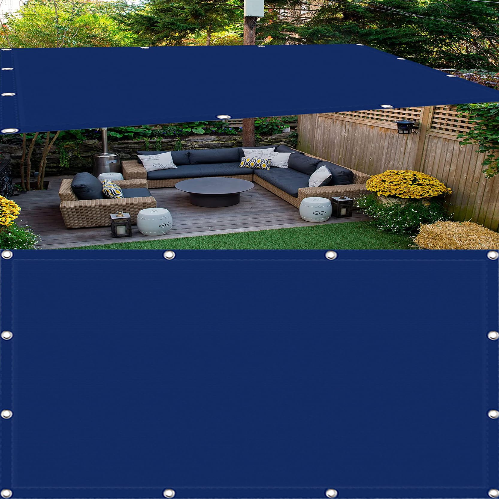 Filet d'ombrage pour piscine et patio ombragé en bleu foncé