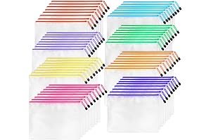 64-Pack A4 Mesh Zipper Pouch Bags for Organization