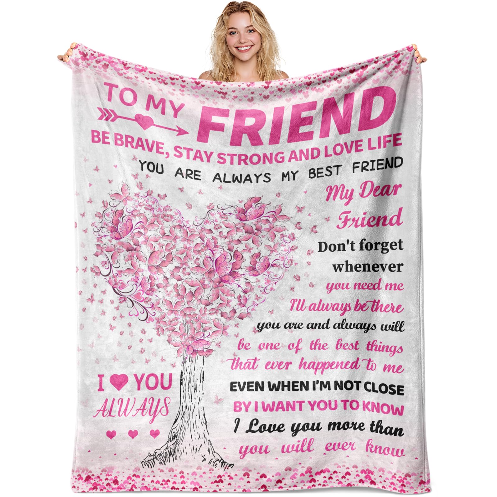 Friend Gifts for Women, Friendship Blanket, Birthday Present for Friends, Warm Throw for Bestie, Christmas Blanket 150×130cm