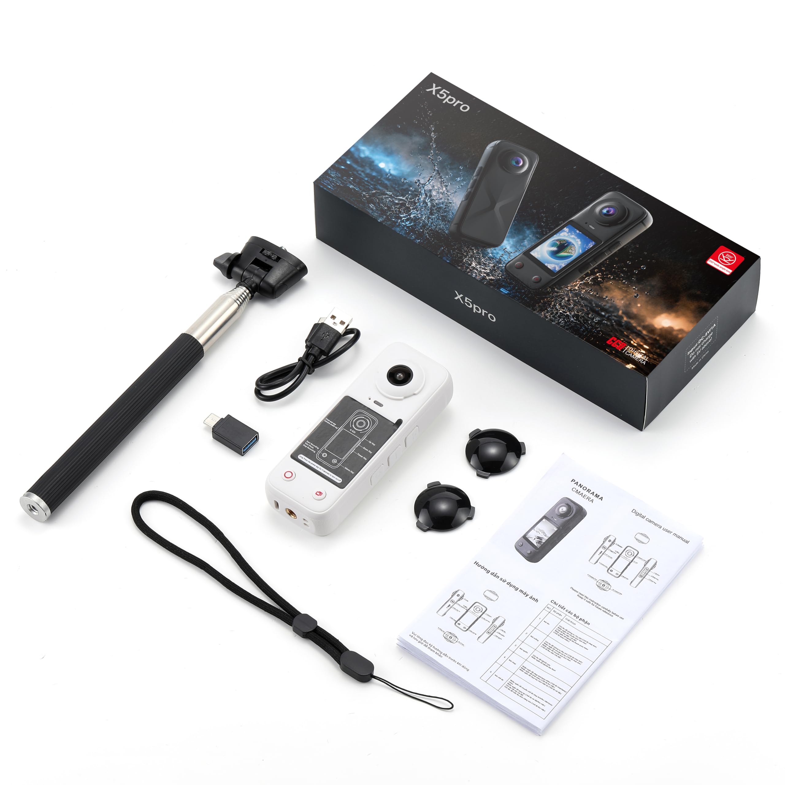 Action Camera x5 Pro, con zoom ottico 16x e doppi obiettivi | Videocamera per vlogging, cattura il rallentatore nitido, supporta 32 GB di spazio di archiviazione, racchiude un'enorme