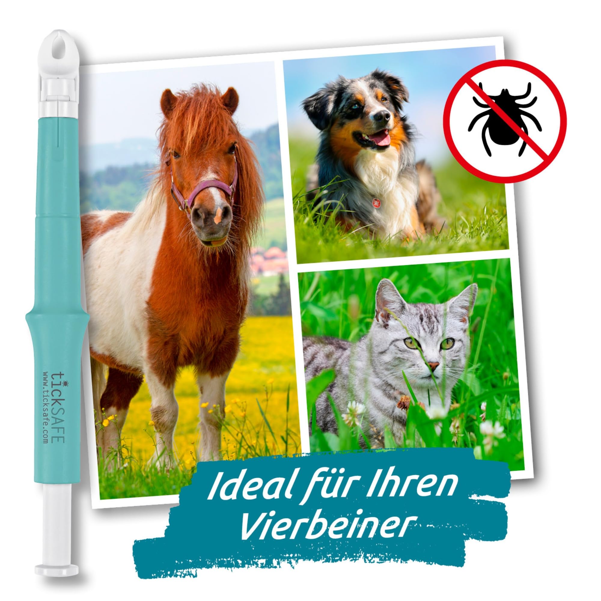 tickSAFE 2 Stück Zeckengreifer Tier mit rotierendem Greiferkopf | Die bessere Alternative zur Zeckenzange - kein Quetschen, Ziehen oder Drücken - einfach schonend rausdrehen
