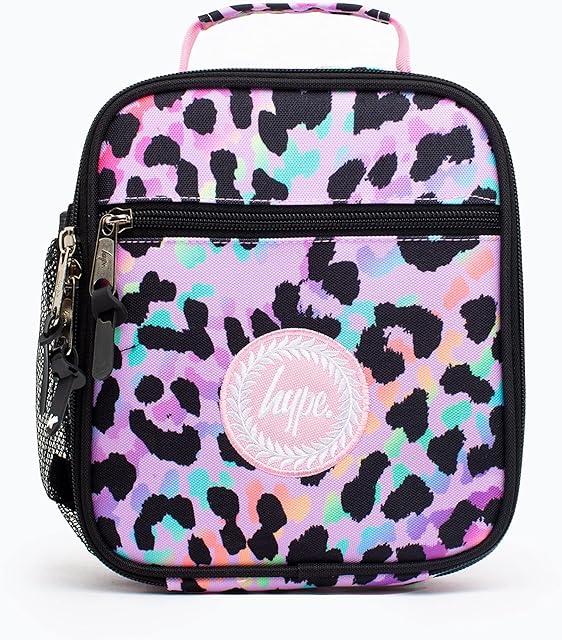 HYPE Unisex Purple Rainbow Leopard Crest Lunch Bag