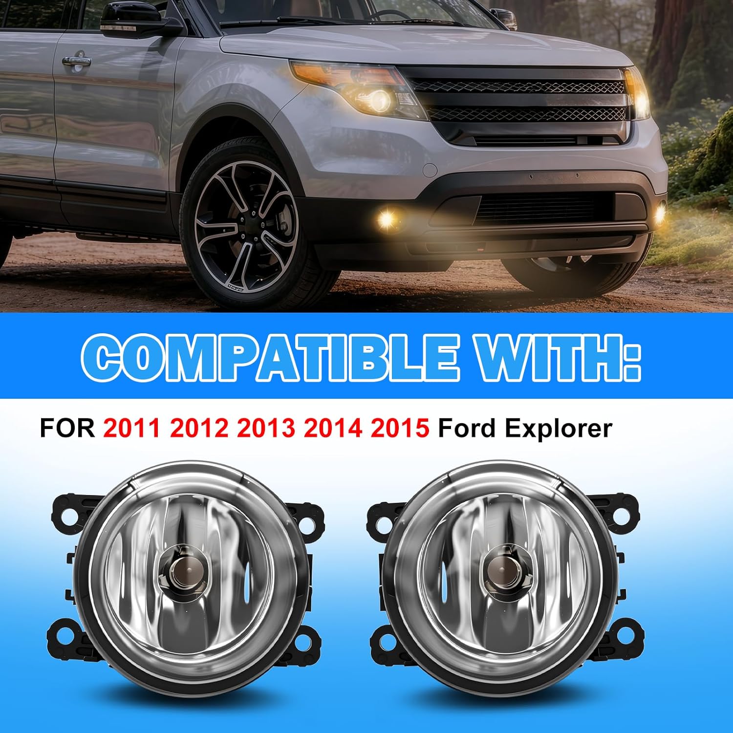 Fog Lights Assemblies Compatible With 2011 2012 2013 2014 2015 Ford Explorer Front Bumper Fog Lights