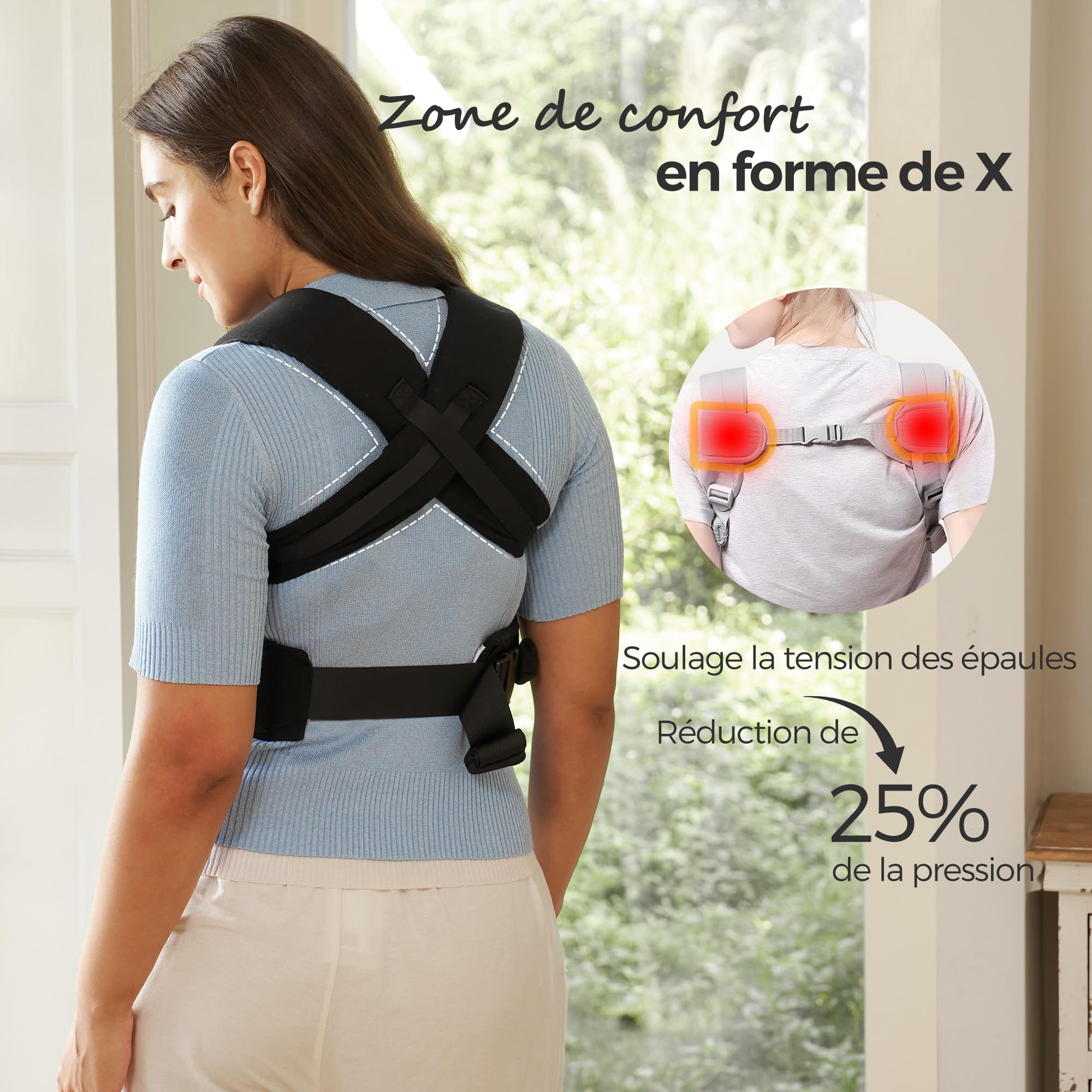 Momcozy Porte-bébé nouveau-né dès la naissance | Aide ergonomique avec appui-nuque | Léger et sûr (3 à 11 kg), Noir