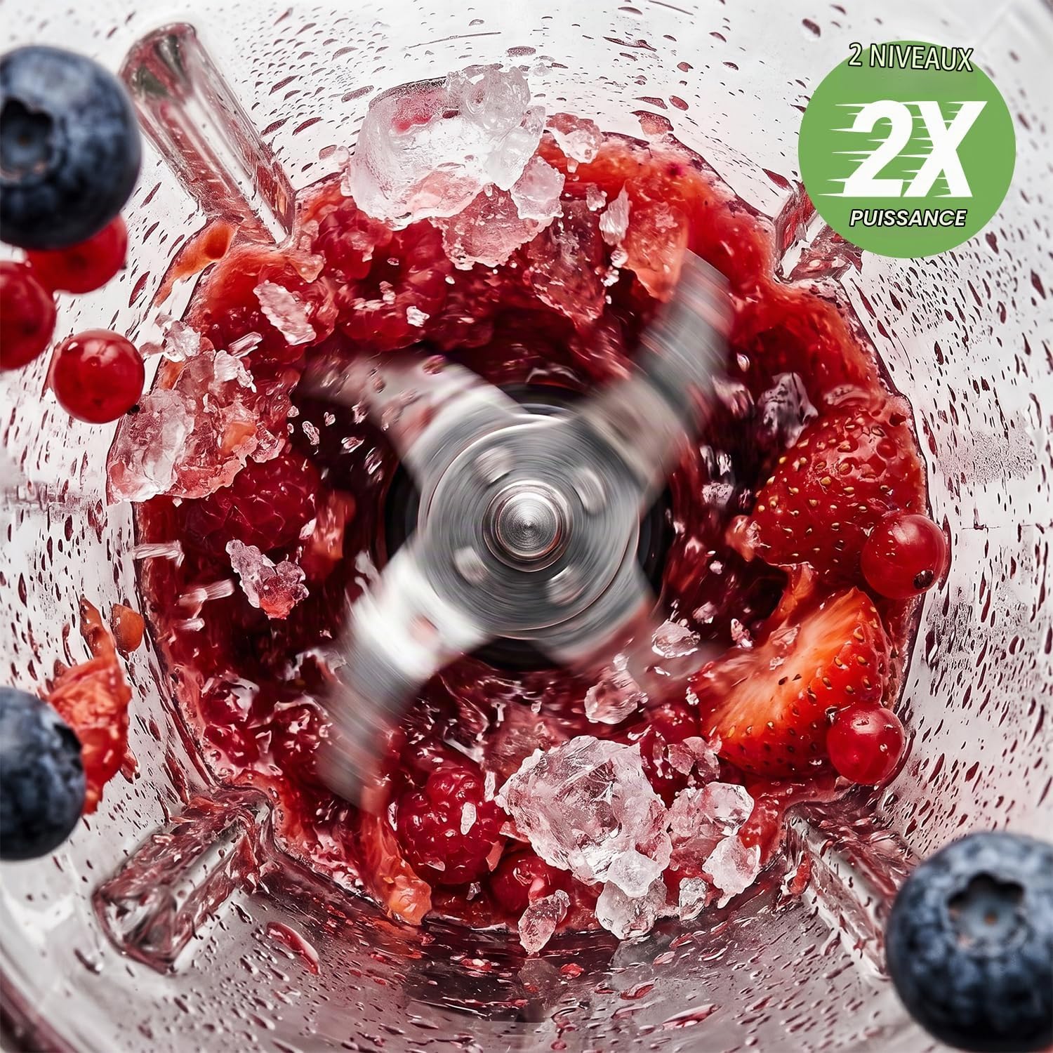 H.Koenig Mixeur MXK36 1,5L 550W, Blender Puissant avec Fonction Glace Pilée, Bol en Verre Gradué, 2 Vitesses + Pulse, Corps en Acier Inoxydable, Verrouillage de Sécurité, Pieds Antidérapants, Noir