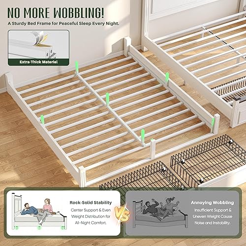 Miniatura 6 de Marco de cama tamaño King de 51 pulgadas de alto, marco de cama y cabecero de cama King con 2 cajones de almacenamiento, no necesita somier, color