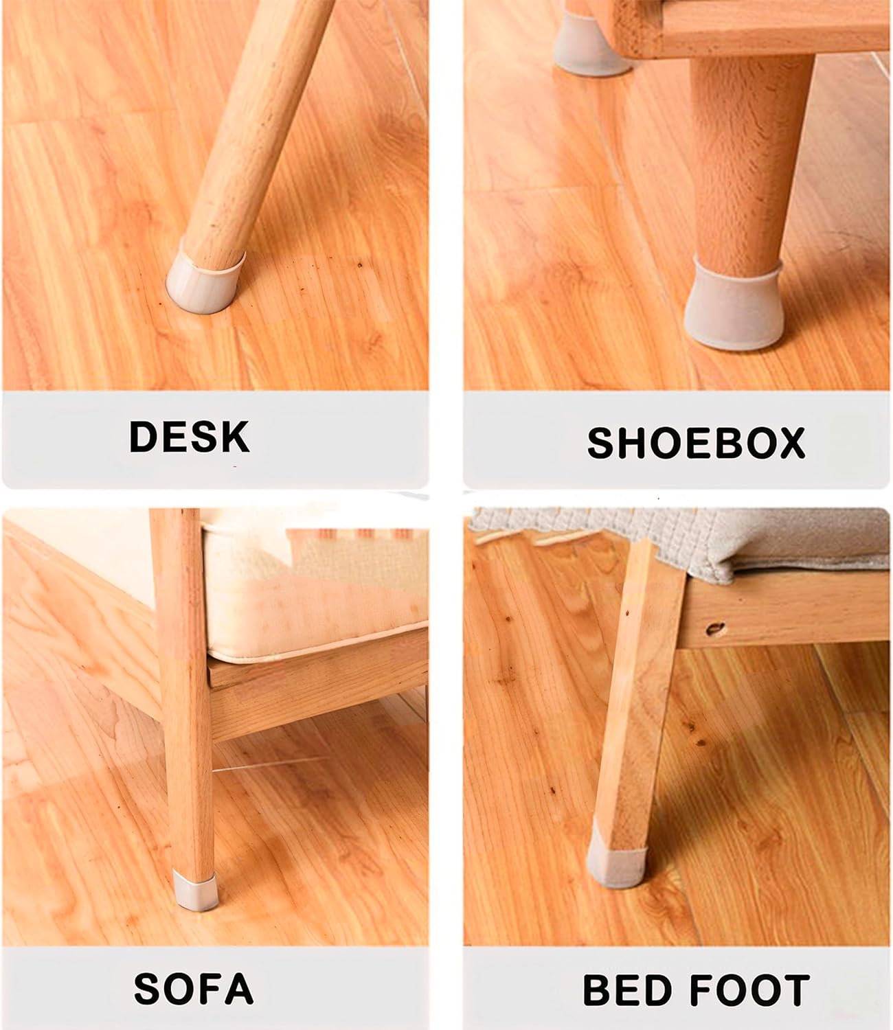 Pack of 24 - Silicone Chair Leg Caps | White Chair Leg Caps for 6 Chairs | Anti Slip Silicone Chair Leg Floor Protectors for Chairs | Wood Chair Protectors for Wooden Floors