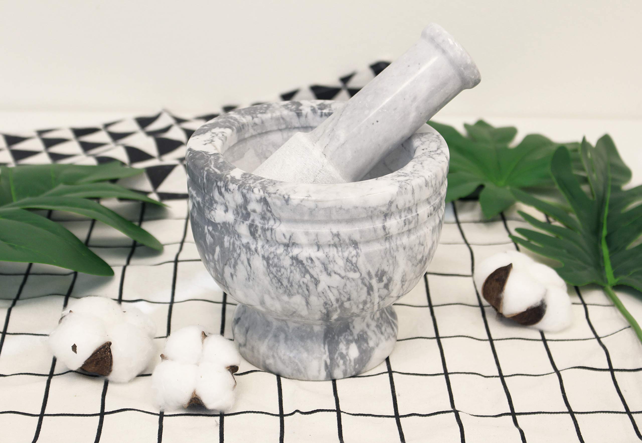 Mortero de mármol para condimentar y mortero de granito pulido para triturador de polvo y pasta de ajo, especias, hierbas, decoración del hogar