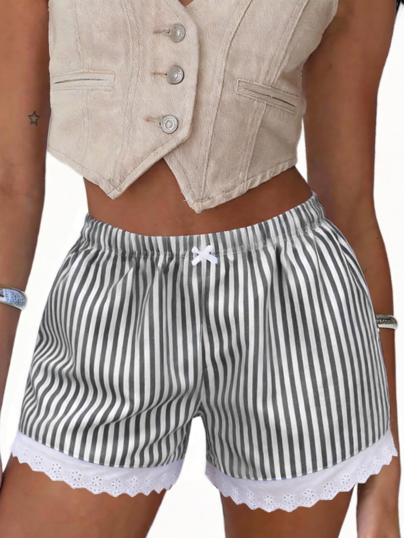 Boxer Shorts Gingham Shorts Y2K Beach Bottoms | Plaid Shorts Y2K Pajama Bottoms Two Pockets