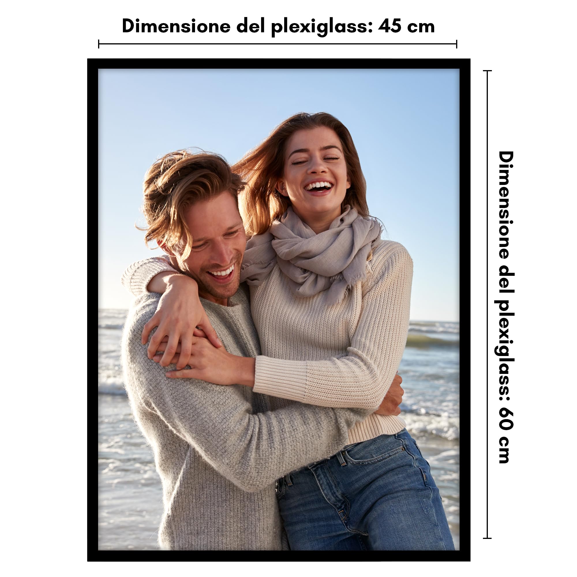 Americanflat Cornice Nera 45x60 cm Portafoto con Bordo Sottile e Ganci Seghettati