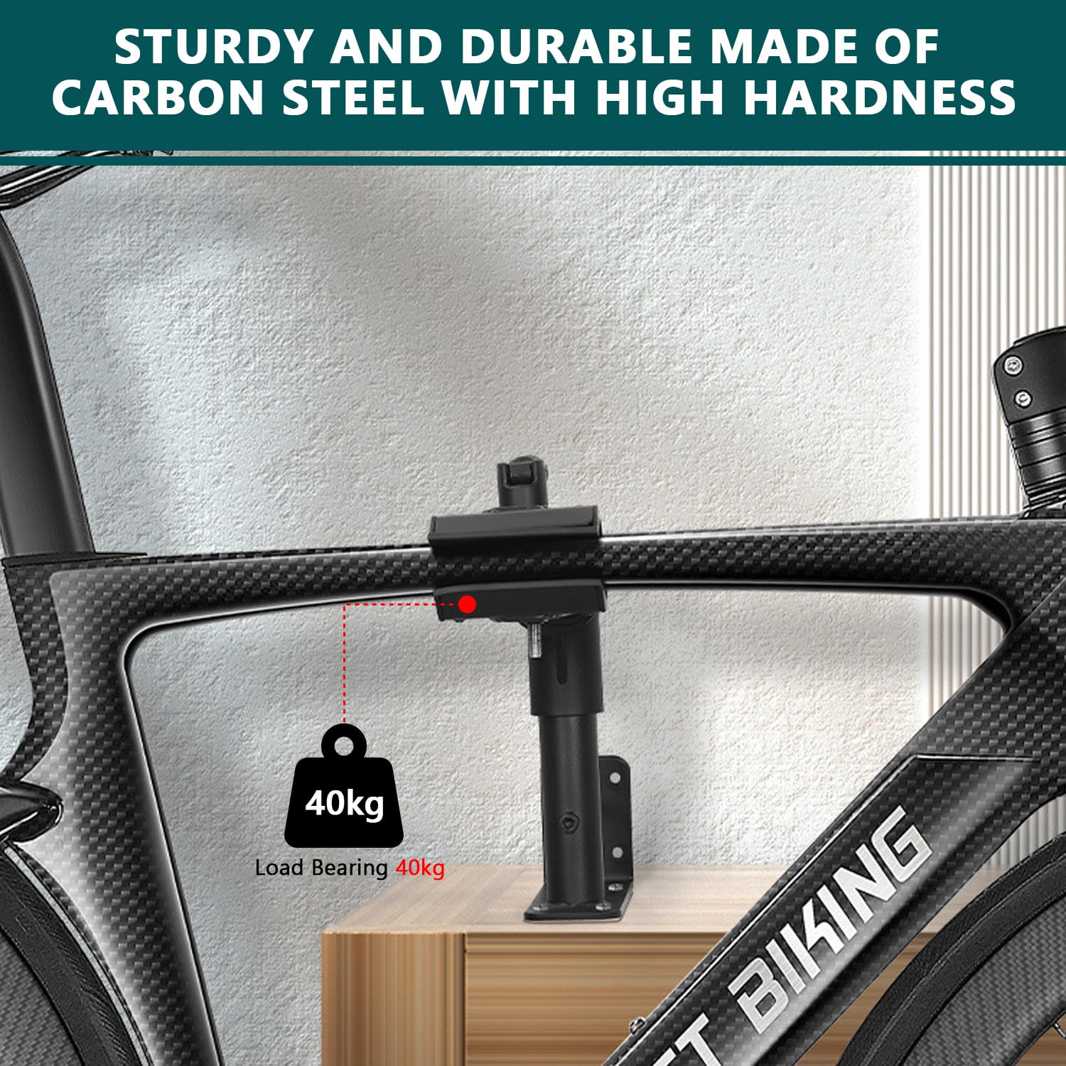 Supporto per Bicicletta 2 in 1 - Cavalletto da Officina e a Parete Regolabile in Acciaio al Carbonio, Leggero e Stabile per Bici da Corsa e Mountain Bike, Portata 40kg