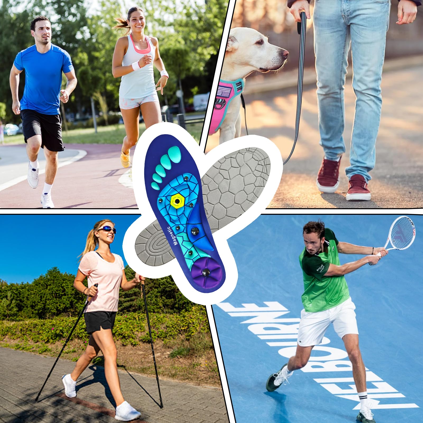 ORTHOPEO Acupressuur inlegzolen, magneten voor heren (tot maat 45), 1 paar, magnetische orthopedische inlegzolen voor de doorbloeding en voetmassage, voetreflexzonemassage, schoeninlegzolen met