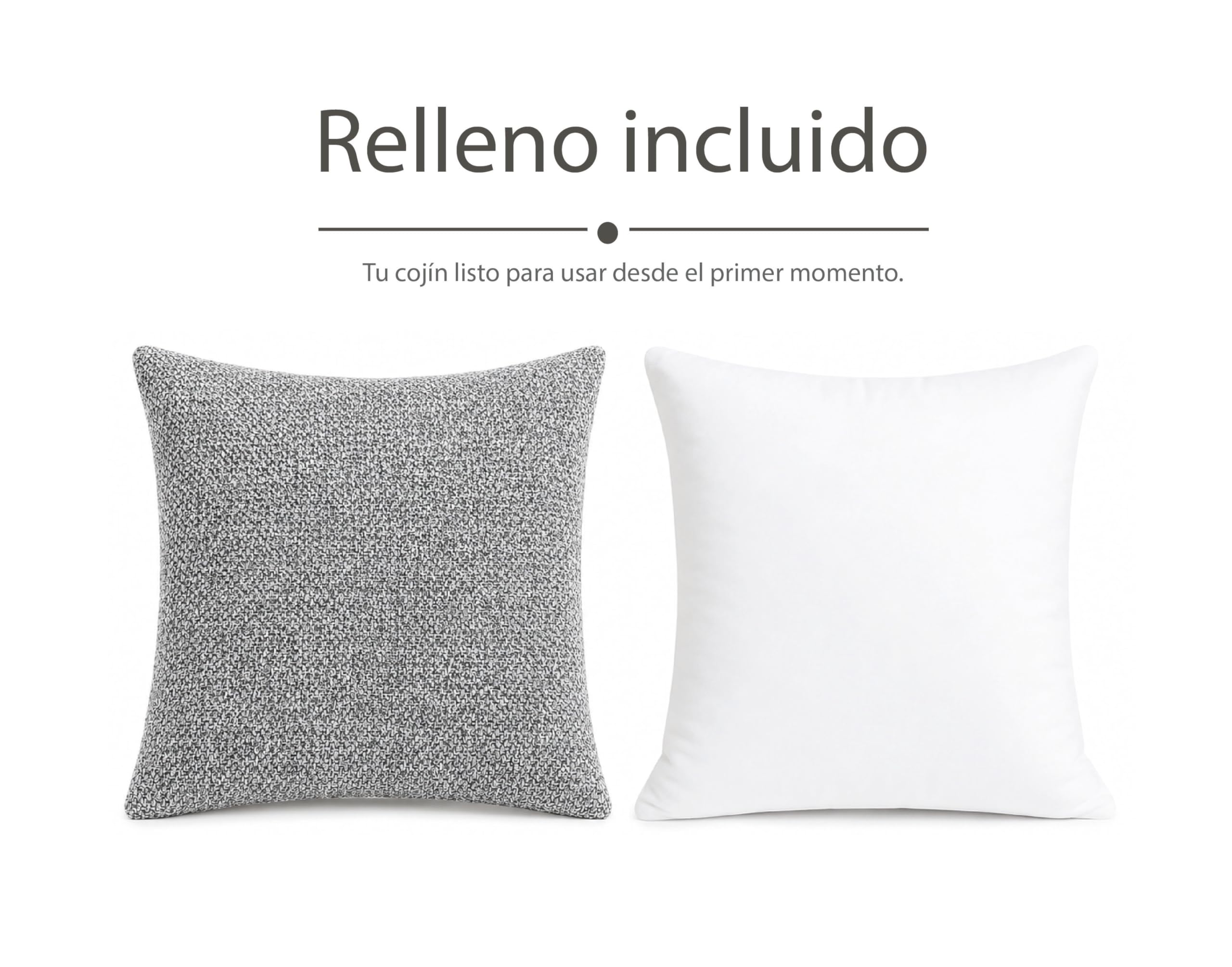 Cojines para Sofa con Relleno de Fibra de Alta Densidad Gris Jaspeada 45 x 45 cm