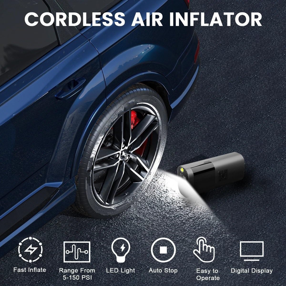 Compresores de aire portátiles Versión bomba de aire para coche Inflador de neumáticos portátil inalámbrico Inflador de neumáticos 12V compresor de aire para coche con manómetro Inflador Ruedas Coche