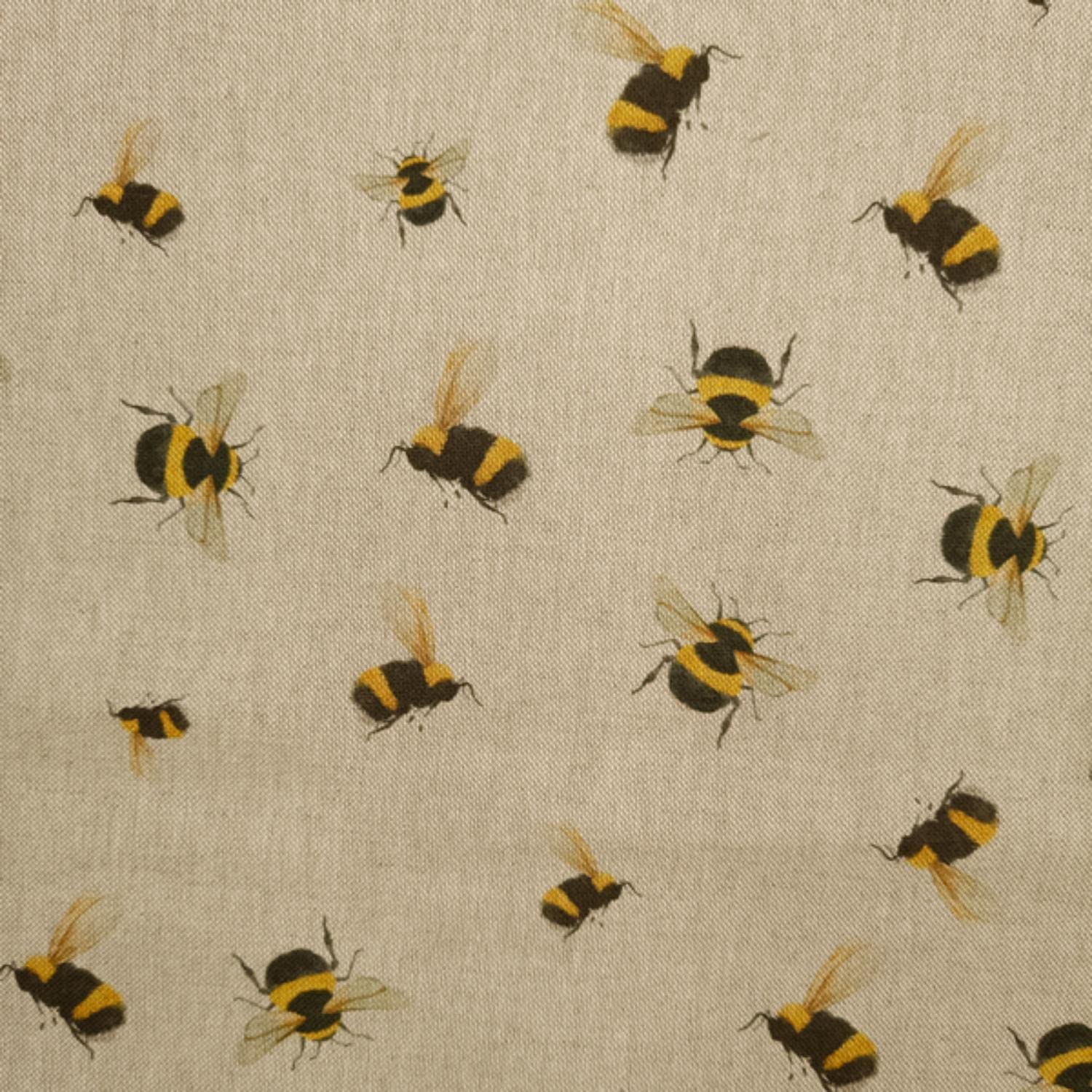 Cotton Rich Linen Look Upholstery Fabric 'Honey Bee' Bumble Bees Digital Print - Per Metre - 140 cm Wide