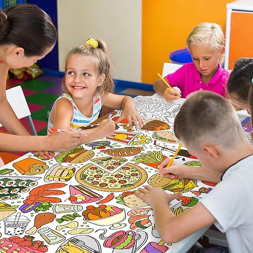Miniatura 5 de Gatherfun Póster gigante para colorear para niños, 31.5 x 72 pulgadas, divertida actividad temática de comida para aula, cumpleaños y eventos,