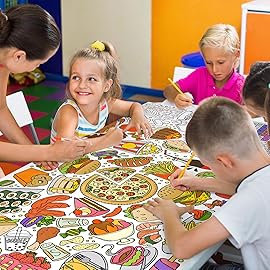Gatherfun Giant Kids Coloring Poster | 31.5 x 72 Fun Food-Themed Activity for Classroom, Birthday & Events | Versatile as Wall Dcor or Table Cover