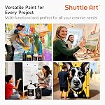 Shuttle Art Peinture acrylique blanche 1000 ml en bouteille de pompe avec couvercle, Set de peinture acrylique imperméable pour les artistes, débutants, adultes sur toile, bois