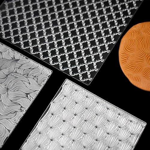 Miniatura 27 de Hojas de sello de textura de silicona prémium para joyas de arcilla polimérica y aretes de arcilla, juego de 3 patrones florales y únicos, fácil