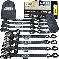 Vista 23 de AUGO Correas de trinquete retráctiles autobloqueantes 4 correas de amarre retráctiles de servicio pesado con autotensado con bucles suaves y bolsa