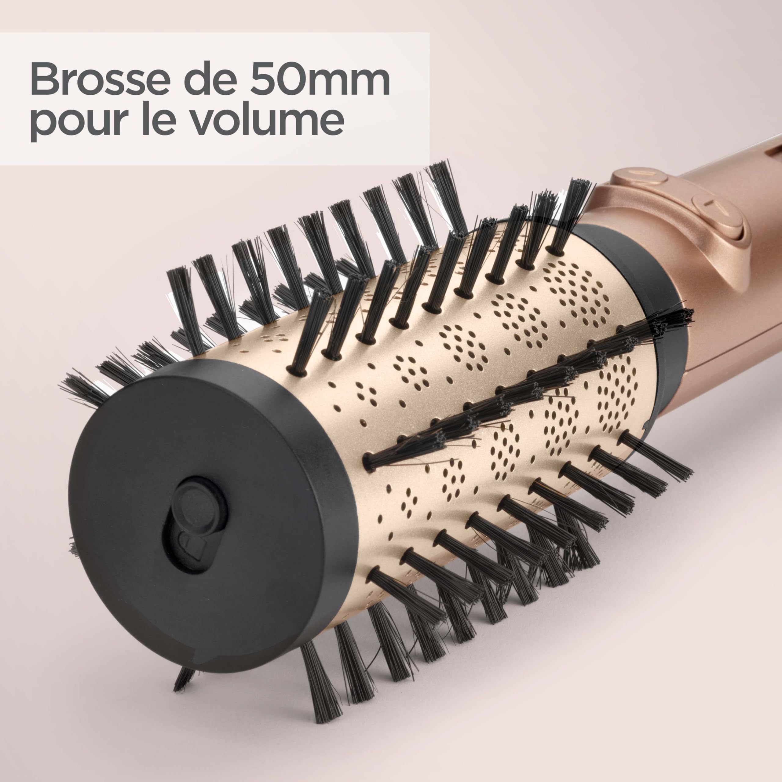 BaByliss Brosse soufflante rotative Big Hair Dual - Technologie ionique anti-frisottis, Brosse de 50 mm et 40 mm, 2 sens de rotation, 2 réglages de température + Bouton air froid, Noir, AS952E