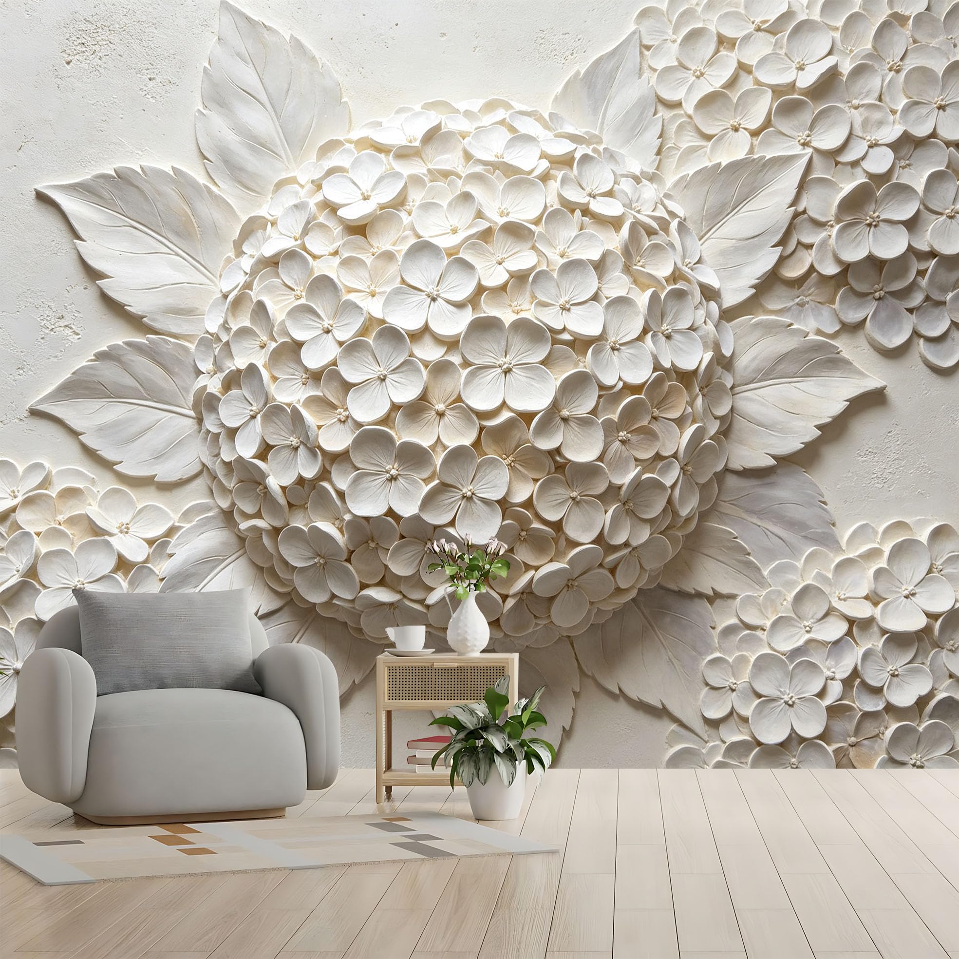 3D płaskorzeźba kwiaty fototapeta warstwowa kwiat kwiaty włóknina tapeta nowoczesna luksusowa rzeźbiarska kwiatowa fototapeta 200 x 140 cm kremowa biel dekoracja ścienna do salonu sypialni cecha