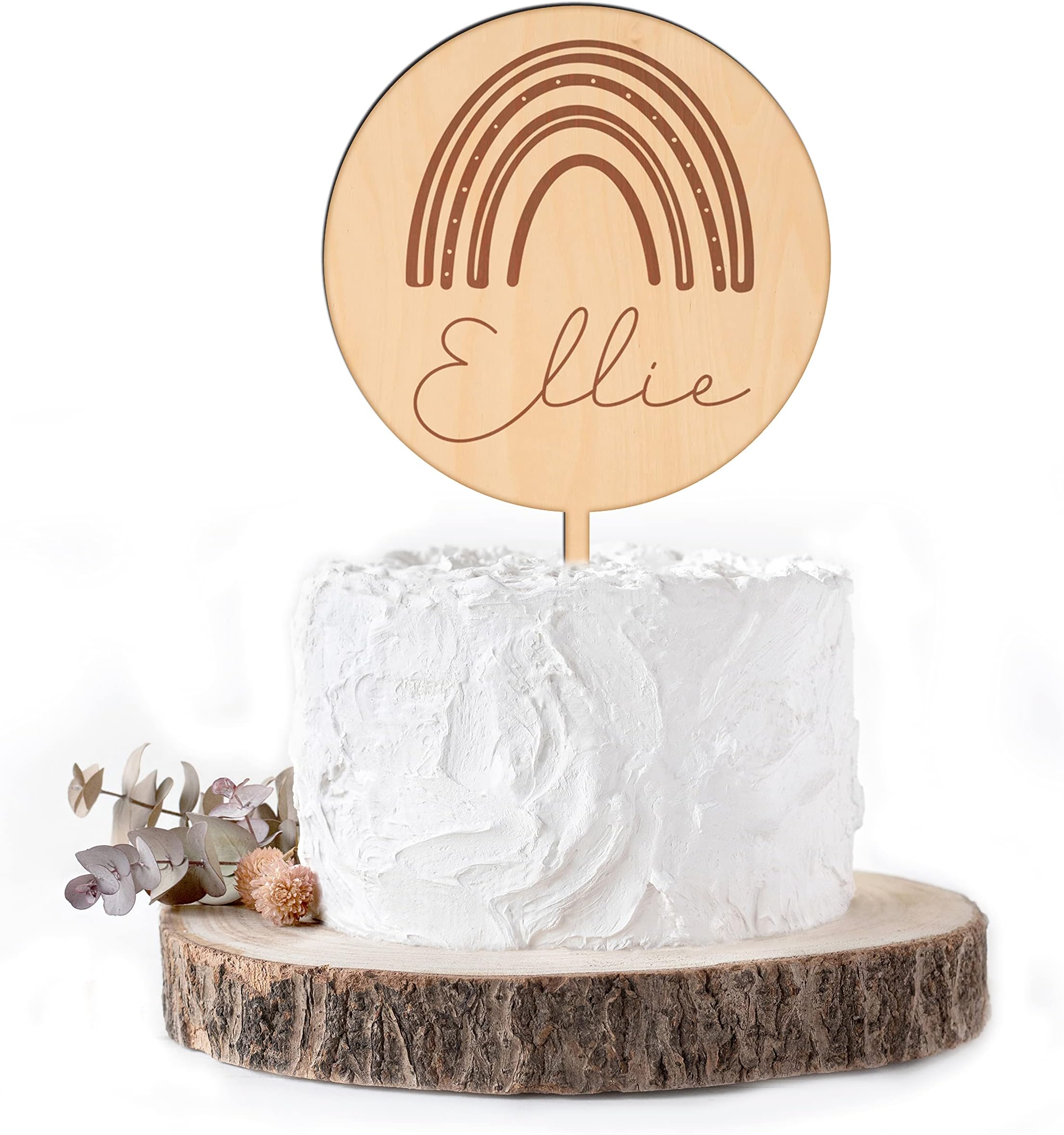 Custom Rainbow Cake Topper - Rainbow Cake Topper - Boho Rainbow Cake Topper - Natural Wood Cake Topper - Rustic Cake Topper - Smash Cake Topper - One Cake Topper