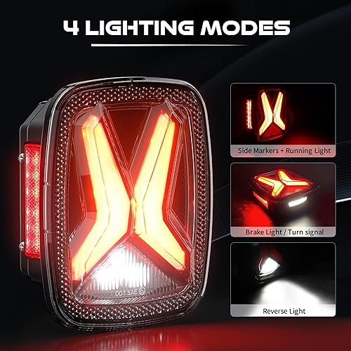 Miniatura 2 de LX-LIGHT DOT Humo X Forma Luces Traseras LED Luz de Freno Señal de Giro Luces Traseras LED Luces de Placa con EMC Compatible con Jeep Wrangler CJ YJ