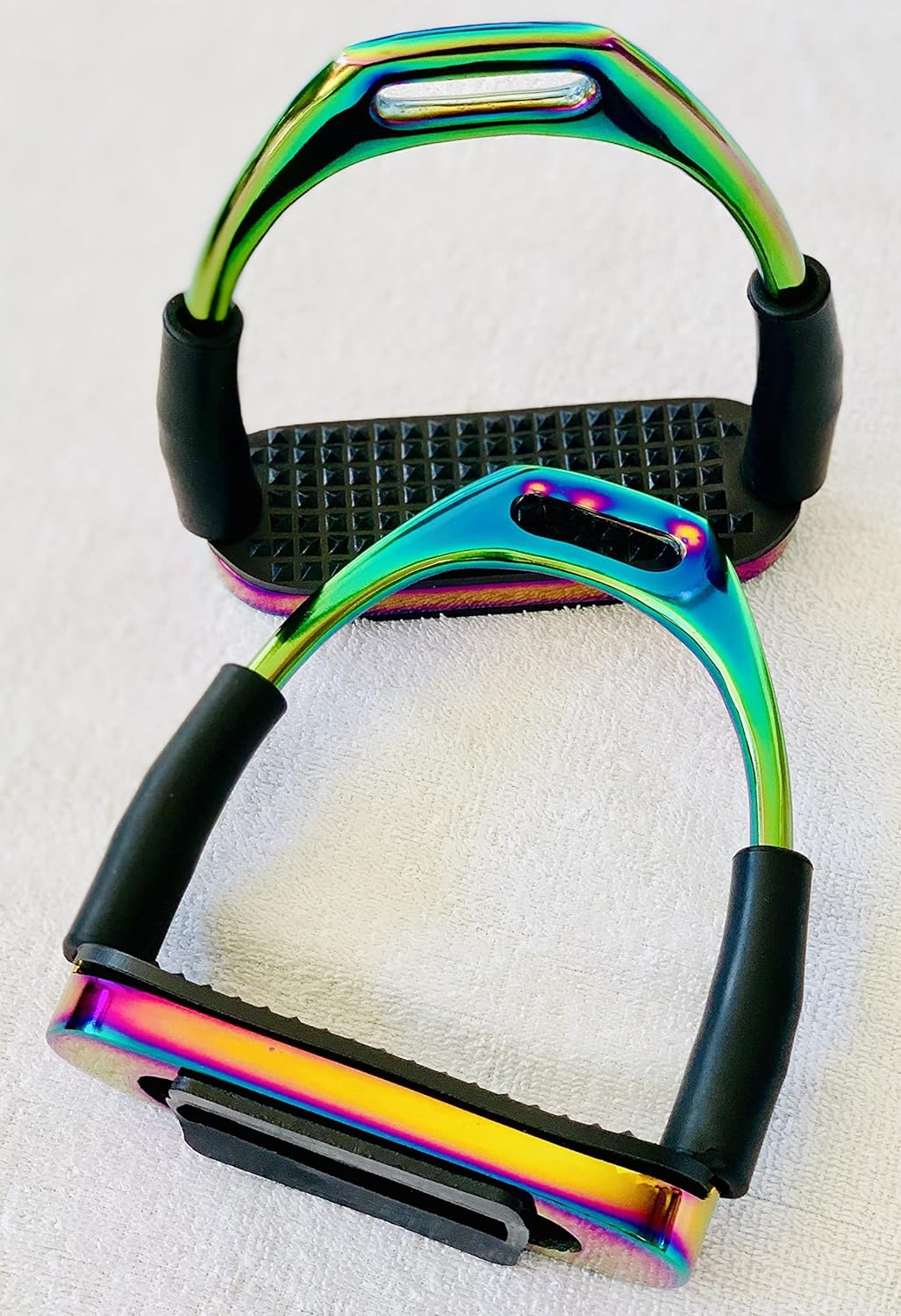 Generic Rainbow Gloss Safety Flexible Stirrups Bending Horse Riding S/Steel Stirrup