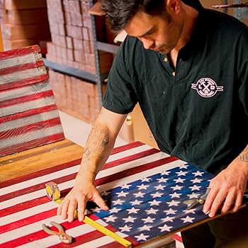 Amazon.co.jp: EST. LEE DISPLAY L D 1902 木製 アメリカ国旗 赤