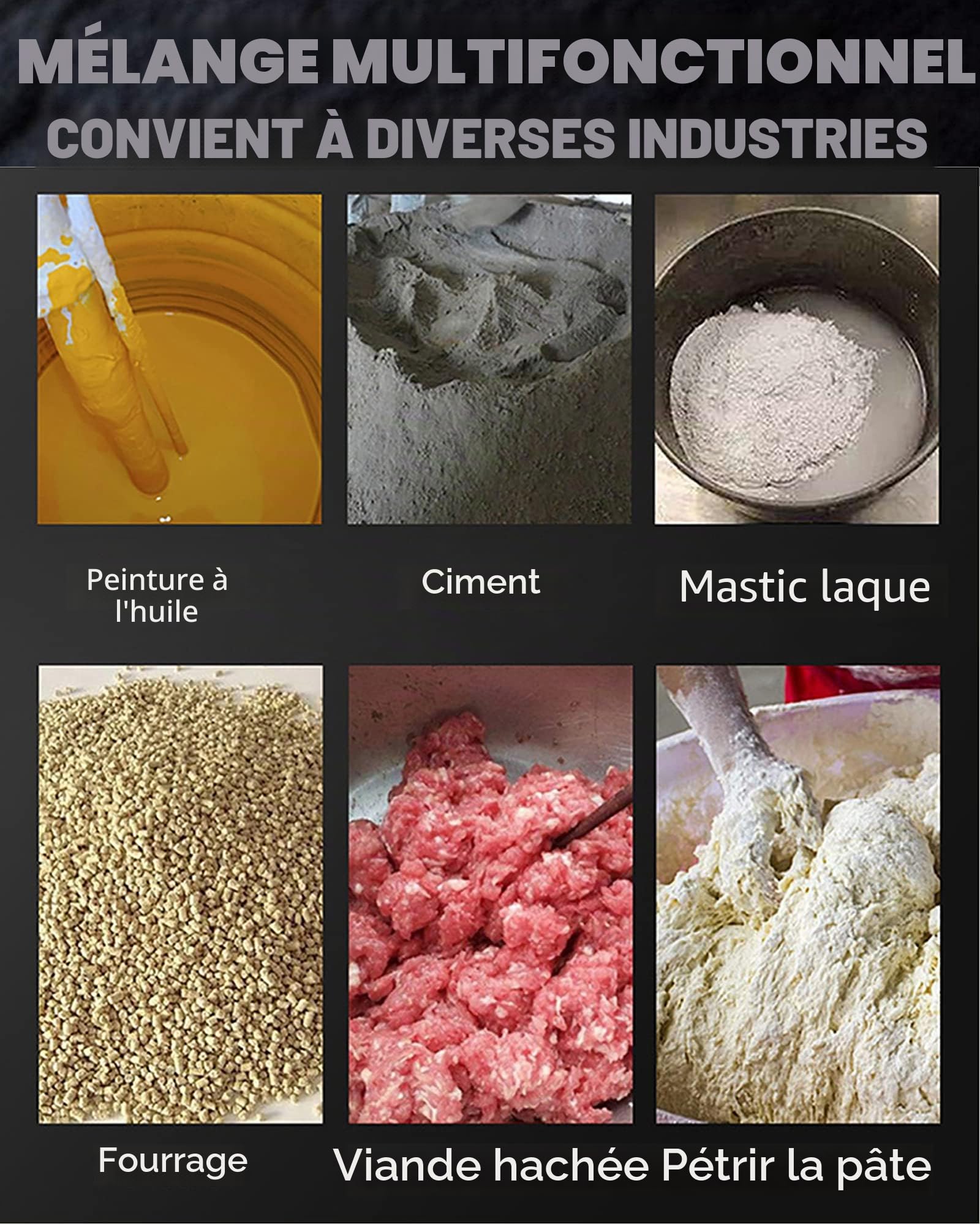 Mélangeur avec une puissance de 2600 W - Mélangeur de mortier de couleur - Engrenage métallique robuste à 6 vitesses - Avec grand fouet de 120 mm de diamètre et poignée ergonomique - Mélangeur manuel