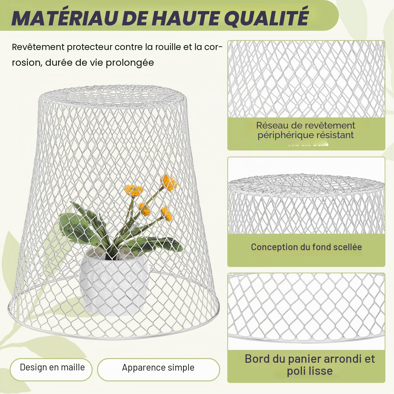 10 Pièces Cloches Grillagées pour Plantes, Cloche de Jardin en Métal, Cloche de Plante en Fil de Jardin en Métal, Cloche de Jardin en Fil de Fer pour Éloigner Poulets Écureuils Oiseaux (Blanc)
