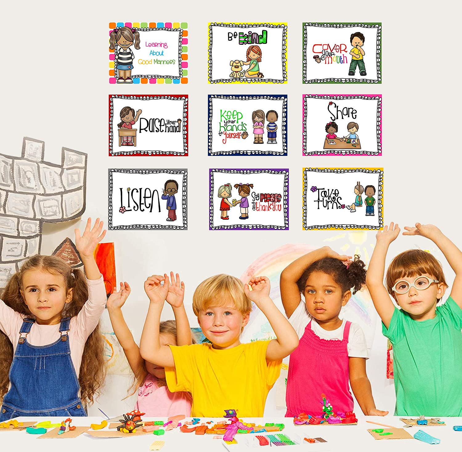 9 Classroom Rules Posters Classroom Bulletin Board Decorations Set Good