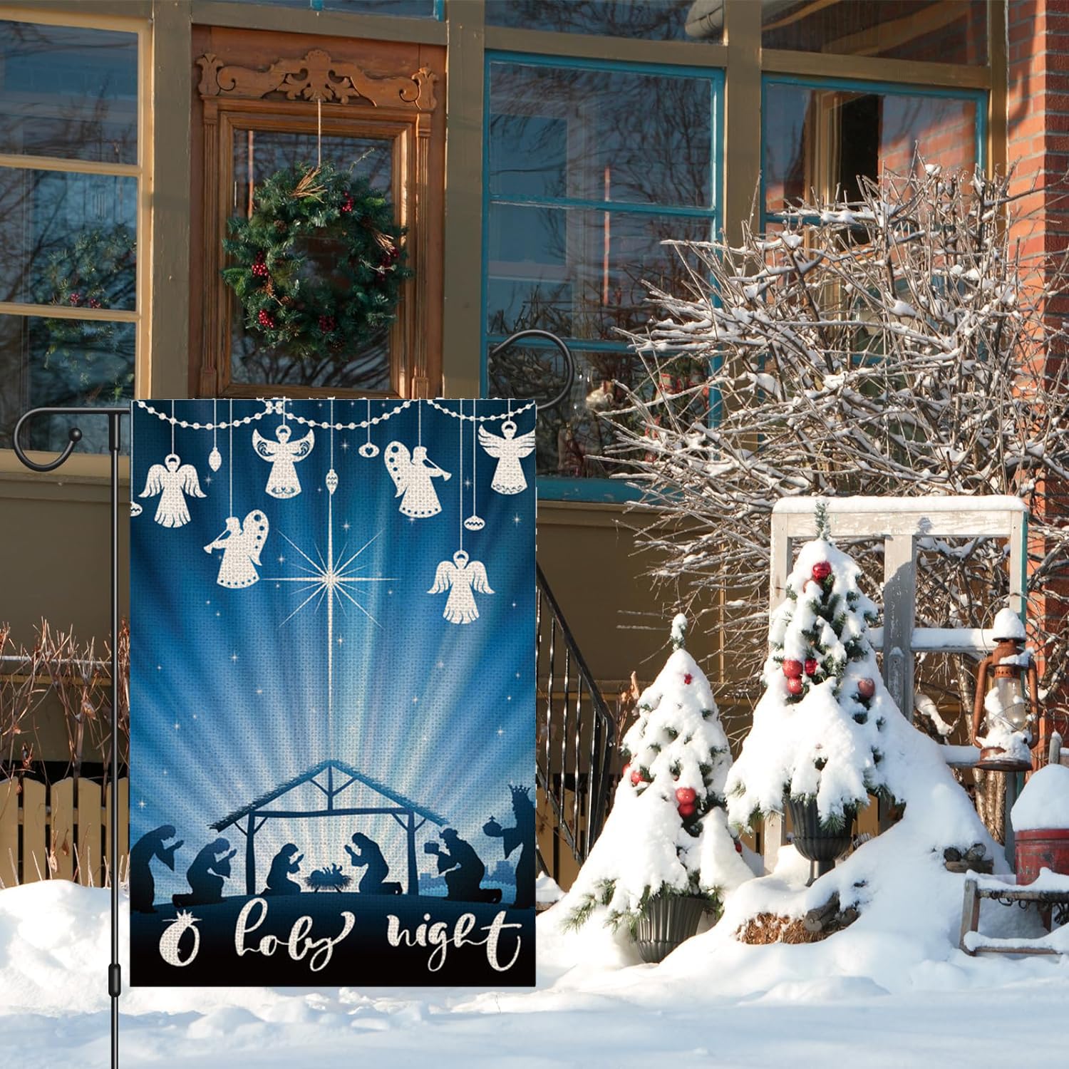 Jauageon O Holy Night Gartenflagge – Doppelseitig, Wetterfest, 31,8 X 45,7 Cm