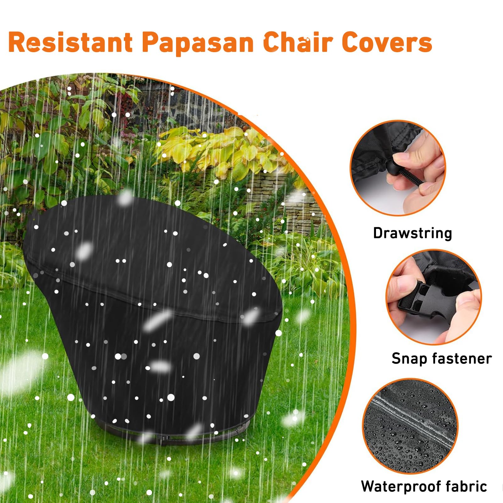 Bâche de Protection pour Fauteuil Papasan, 420D oxford Housse pour Chaise Pivotant Extérieur de Jardin Extérieur, Imperméables Couverture de Chaises à Bascule en O(Size:420D:132*51*89cm,Color:beige)